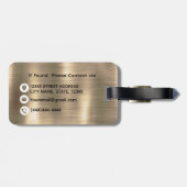 Monogram Faux Goud Metaal Gestylde Douane Bagagelabel (Achterkant horizontaal)