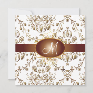 Monogram faux koper demask/white kaart