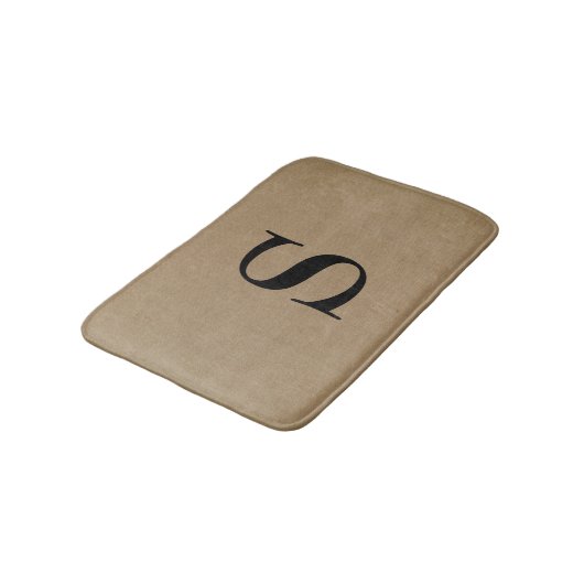 Monogram faux linen burlap rustige initiaal badmat (Gekanteld)