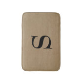 Monogram faux linen burlap rustige initiaal badmat (Voorkant Verticaal)