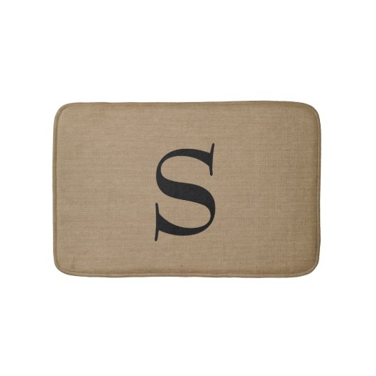 Monogram faux linen burlap rustige initiaal badmat (Voorkant)