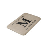 Monogram faux linen burlap rustige initiaal bruilo badmat (Gekanteld)