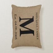 Monogram faux linen burlap rustige initiaal bruilo decoratief kussen (Voorkant(Verticaal))