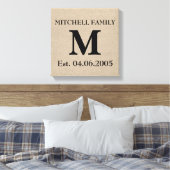 Monogram faux linen burlap rustige initiaal canvas afdruk (Insitu (Slaapkamer))