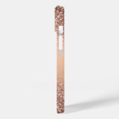 Monogram Faux Roos Gold Glitter iPhone 14 Hoesje (Achterkant / Links)