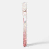 Monogram Faux Roos Gold Glitter White Marble Ombre Case-Mate iPhone Case (Achterkant / Links)