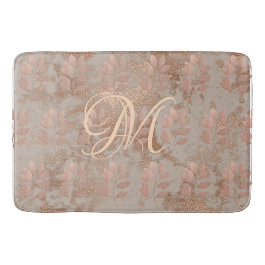 Monogram Faux Roos Gold Patroon Bath Mat (Voorkant)