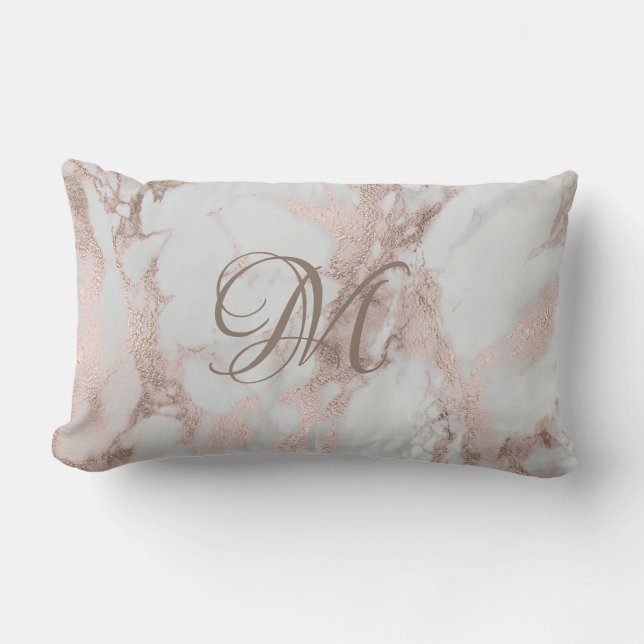 Monogram Faux Roos Gold Pillow Kussen (Voorkant)
