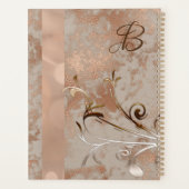 Monogram Faux Roos Gouden Bloemen Swirl Planner (Achterkant)