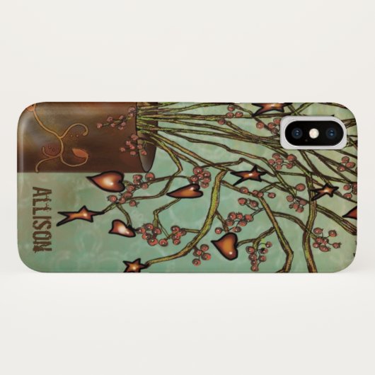  monogram Faux-tinten met hartstructuur Case-Mate iPhone Case (Achterkant (horizontaal))