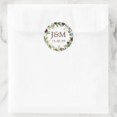 Monogram Favor Stickers Groene Blad Burgundy (Tas)