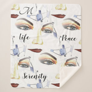 Monogram Feminine Chic Artistic Artwork Sherpa Deken