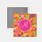 Monogram Fiesta Party Sombrero Cactus Limes Pepper Magneet (Voorkant / Achterkant)