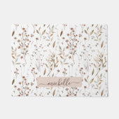 Monogram Fijne Waterverf Bruine Bloemen Bladeren Deurmat (Voorkant)
