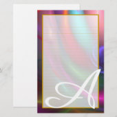 Monogram Fireworks III Fine Lined Stationery Briefpapier (Voorkant / Achterkant)