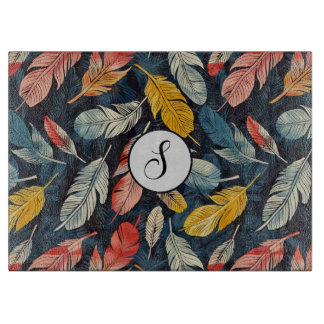 Monogram Flair met veren Snijplank