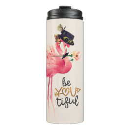 Monogram Flamingo "Be You Tiful" Steampunk Pet Thermosbeker
