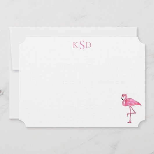 Monogram Flamingo Print Briefpapier Kaart (Voorkant)