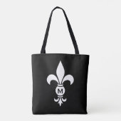 Monogram Fleur De Lis Modern Simple Black & White Draagtas (Achterkant)