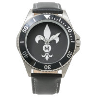 Monogram Fleur De Lis Modern Simple Black & White