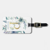 Monogram Floral Aangepast Bagagelabel (Voorkant horizontaal)