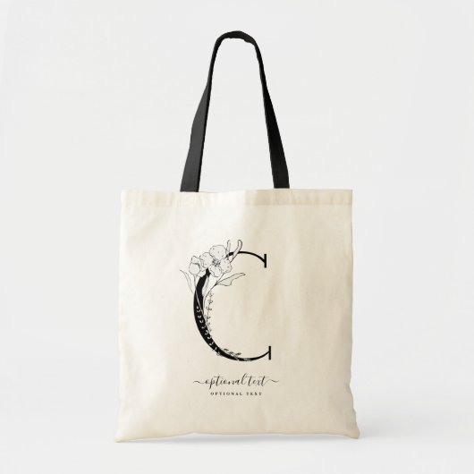 Monogram Floral Aangepaste Canvas tas - Enkele let (Voorkant)