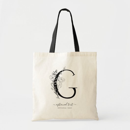 Monogram Floral - Aangepaste Canvas tas met één le (Voorkant)
