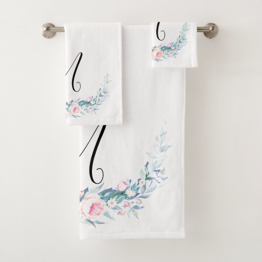 Monogram Floral Bad Handdoek (Insitu)