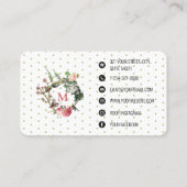 Monogram Floral Bird WreatEvent Planner Visitekaartje (Achterkant)