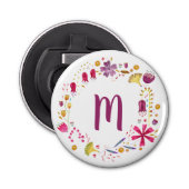 Monogram Floral Button Flesopener (Voorkant)