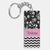 Monogram Floral Chevron Pattern AcrylSleutelhanger Sleutelhanger (Voorkant Links)