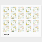 Monogram Floral Chic Pastel Blue Stripes Vierkante Sticker (Vel)
