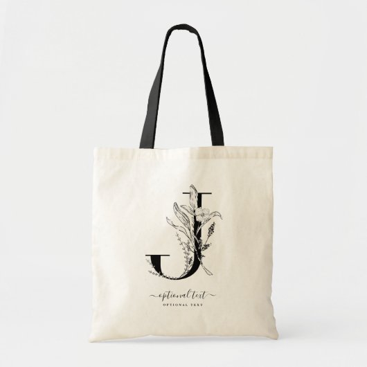 Monogram Floral Custom Canvas tas - Single Letter  (Voorkant)