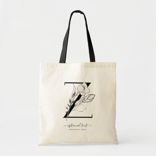 Monogram Floral Custom Canvas tas - Single Letter  (Voorkant)