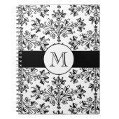 Monogram  Floral Damask Pattern Notitieboek (Voorkant)