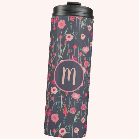 Monogram Floral Dark Thermosbeker