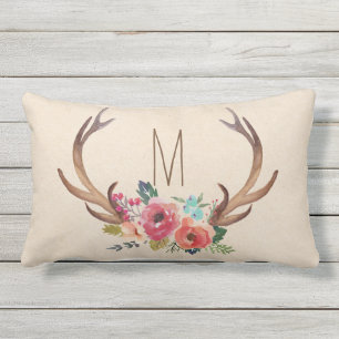 Monogram Floral Deer Horn Buitenkussen