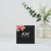 Monogram Floral Design Vierkante Visitekaartje (Staand voorkant)