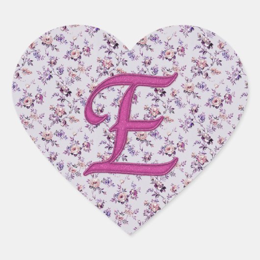 Monogram Floral E Hart Sticker (Voorkant)