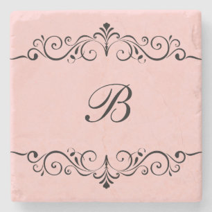 Monogram Floral Flourish Drink Coasters Stenen Onderzetter