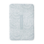Monogram Floral Foliage Elegan Dusty Blue Badmat (Voorkant Verticaal)