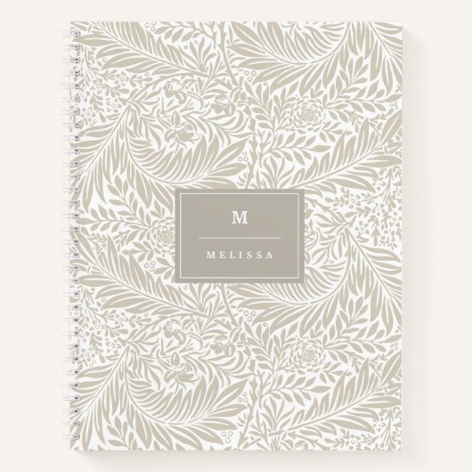 Monogram Floral Foliage William Morris Elegant Notitieboek (Voorkant)