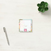 Monogram | Floral Garden, blauwe achtergrond Post-it® Notes (Kantoor)