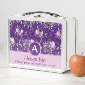 Monogram Floral Girly Paarse Douanenaam (In situ)