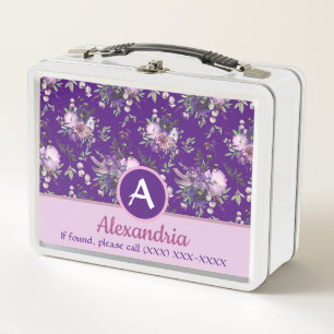 Monogram Floral Girly Paarse Douanenaam