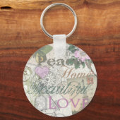 Monogram  Floral Girly Pattern Sleutelhanger (Voorkant)