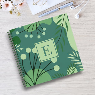 Monogram Floral Greenery Spiral Notitieboek