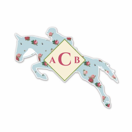 Monogram  Floral Hunter Jumper Tack Trunk Sticker (Voorkant)