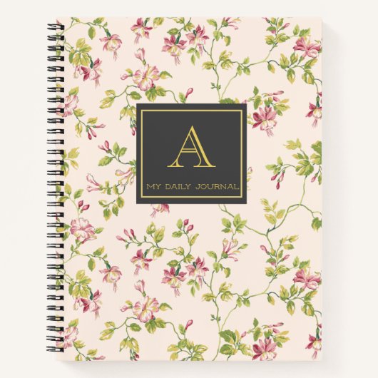   Monogram Floral Journal Notitieboek (Voorkant)