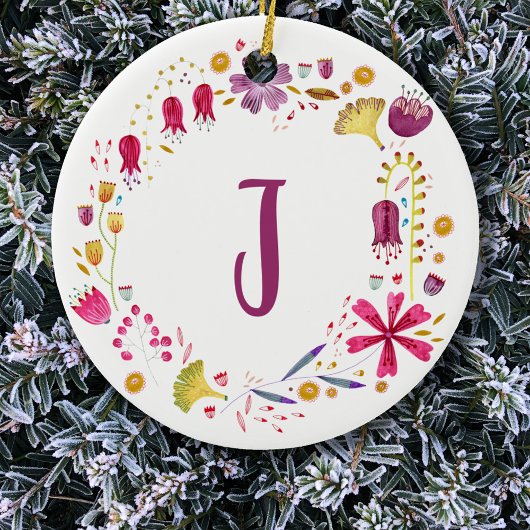 Monogram Floral Keramisch Ornament